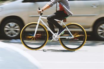 a man riding a bike